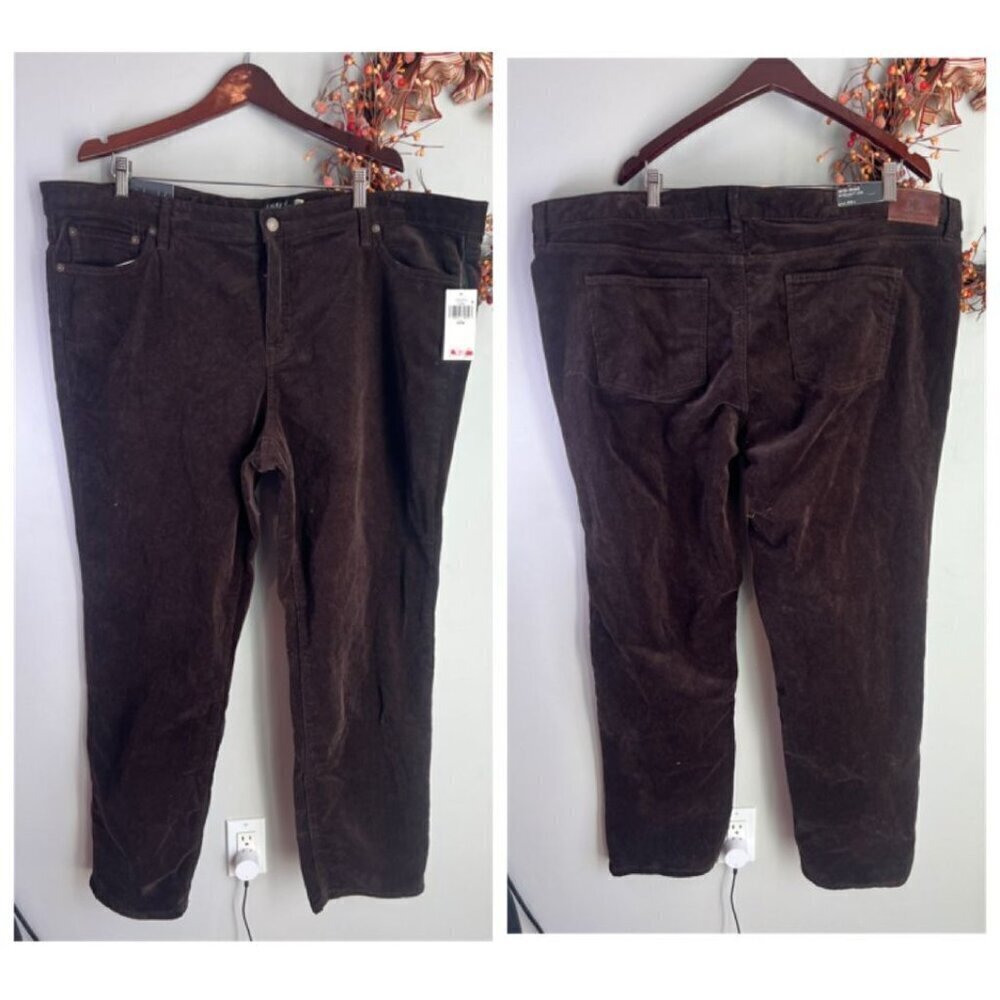 Lauren Ralph Lauren Black Label Women's Plus Size 20W Corduroy Mid Rise Pants